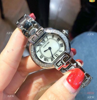 Rotonde de Cartier Stainless Steel White Watch 28mm Lady